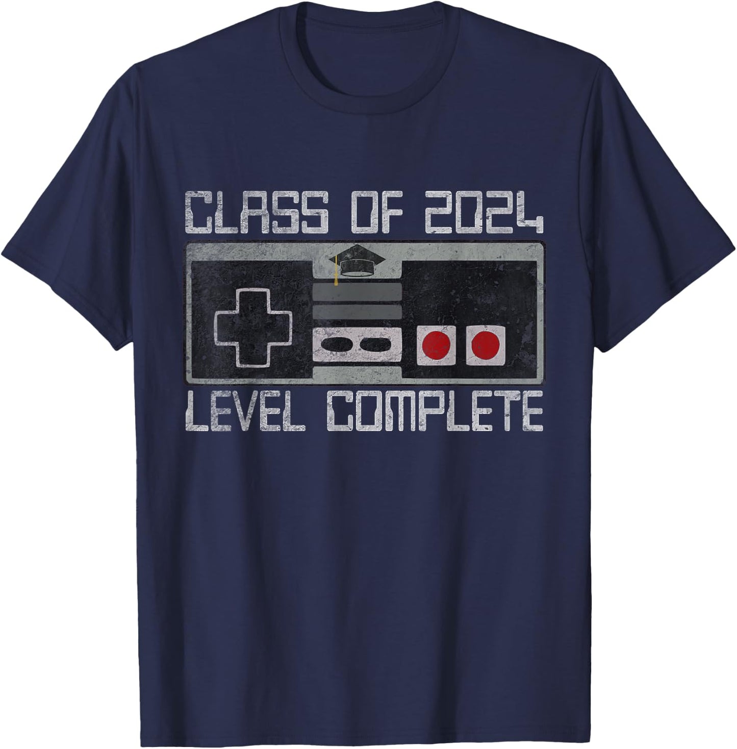 Class Of 2024 Level Complete Video Gamer Senior Graduation T-Shirt - T-Shirt | Navy