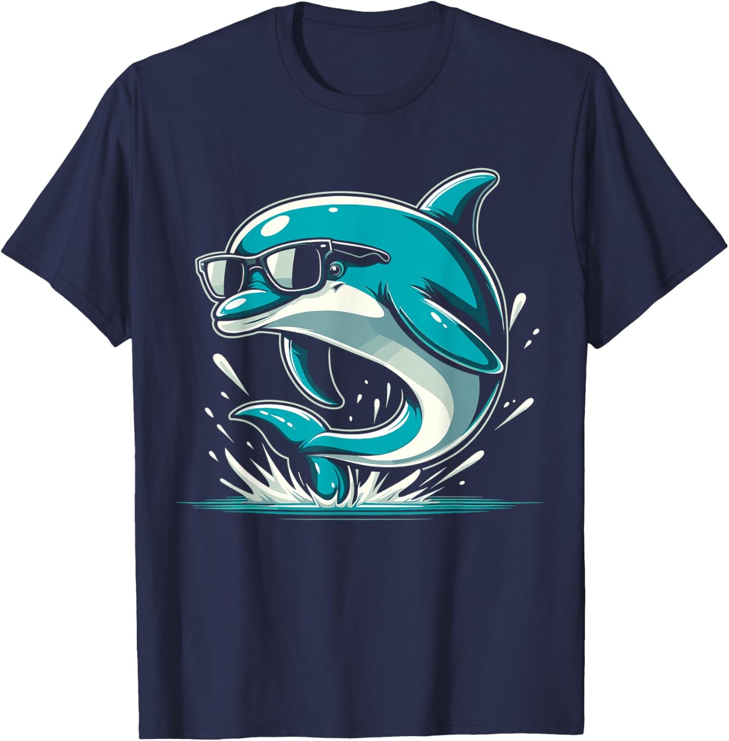 Cool Dolphin With Sunglasses Dolphin Lover Funny Dolphin T-Shirt - T-Shirt | Navy