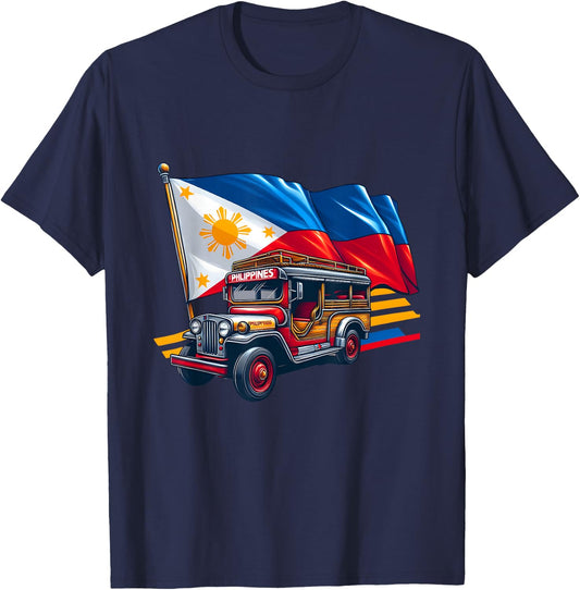 Philippines Flag Proud Filipino Souvenir Philippines Jeepney T-Shirt - T-Shirt | Navy
