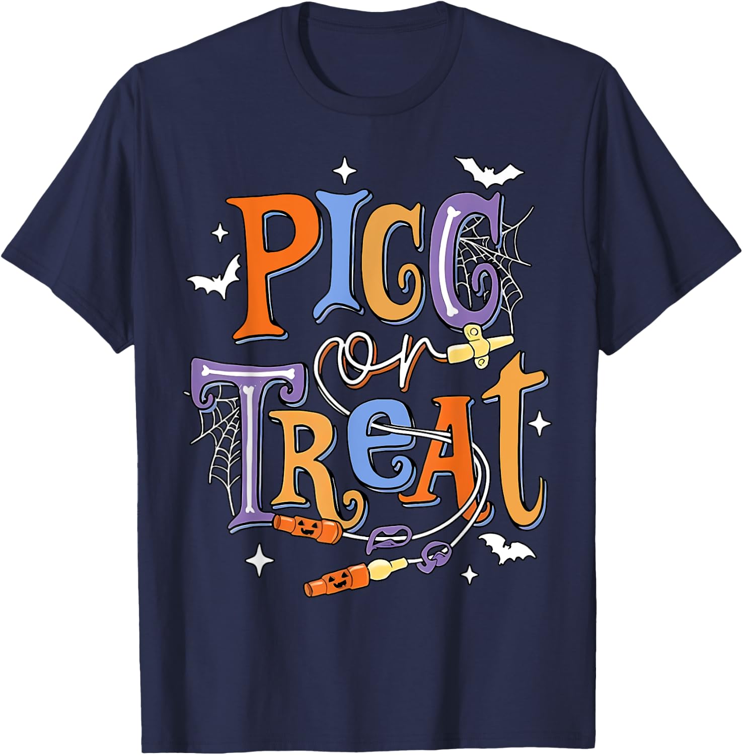 PICC Or Treat Vascular Access Team PICC IV Nurse Halloween T-Shirt - T-Shirt | Navy