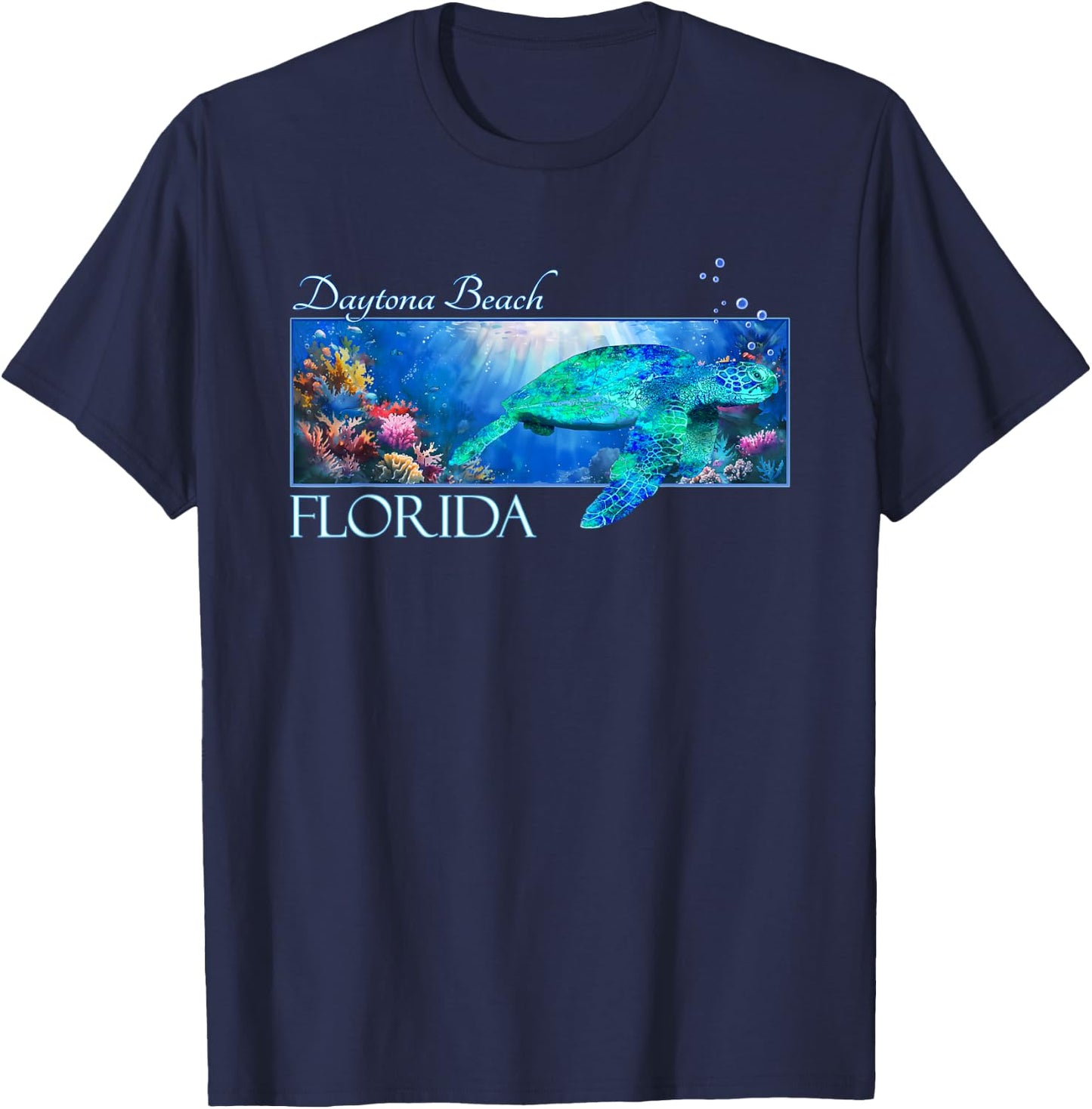 Daytona Beach Florida Vacation Swimming Sea Turtle Women Kids T-Shirt - T-Shirt | Navy