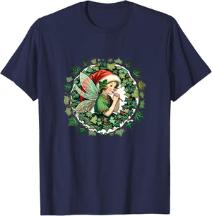 Yule Fairy Cute Ivy Wreath T-Shirt - T-Shirt | Navy