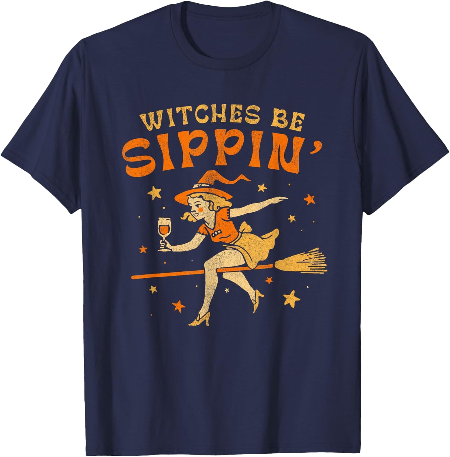 Witches Be Sippin' Halloween Holiday Spooky T-Shirt - T-Shirt | Navy