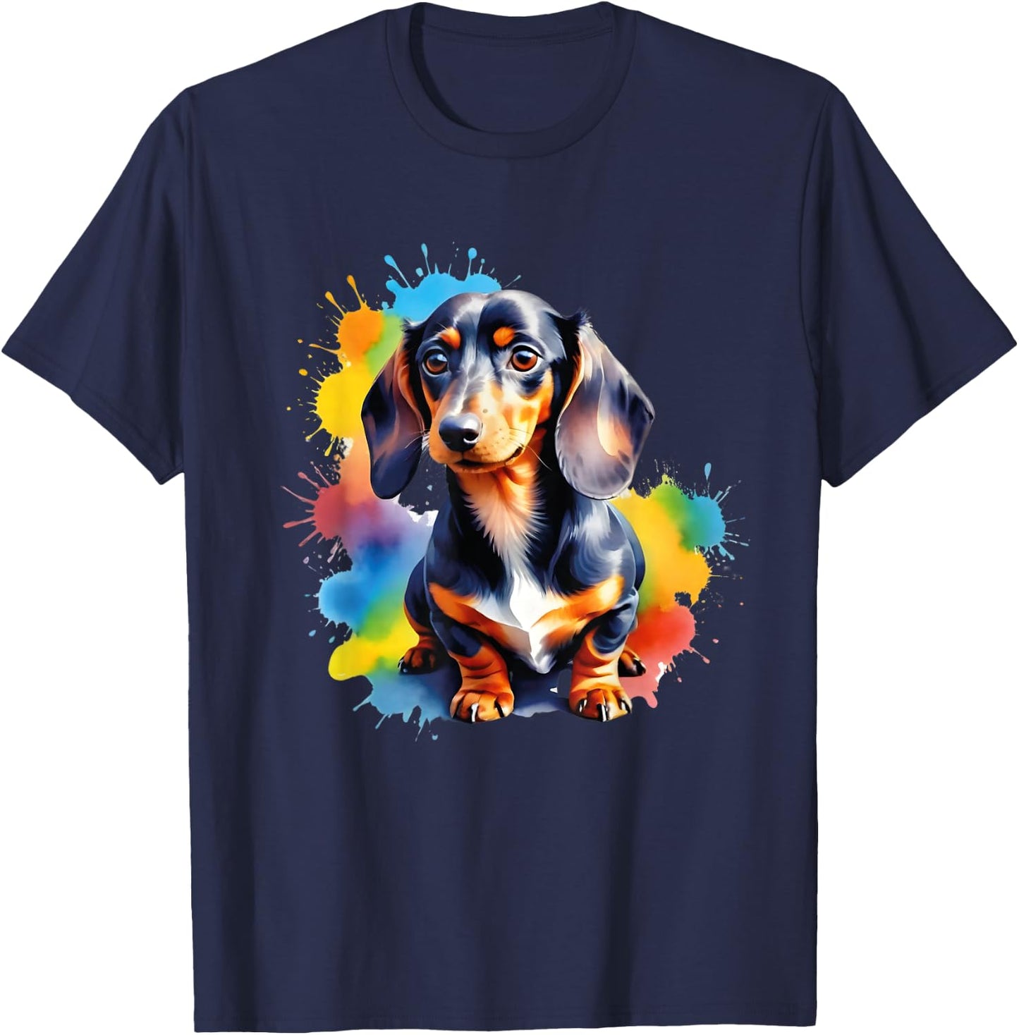 Colorful Wiener & Dachshund T-Shirt - T-Shirt | Navy
