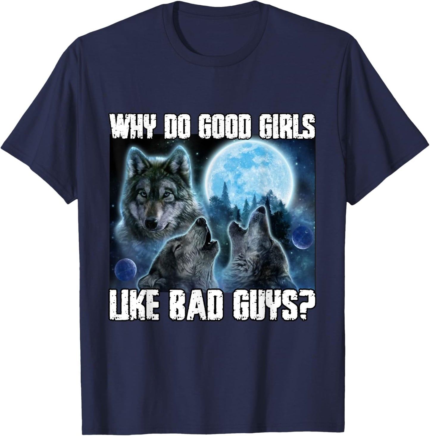 Human By Chance Alpha By Choice Funny Werewolf Wolf Meme T-Shirt - T-Shirt | Navy