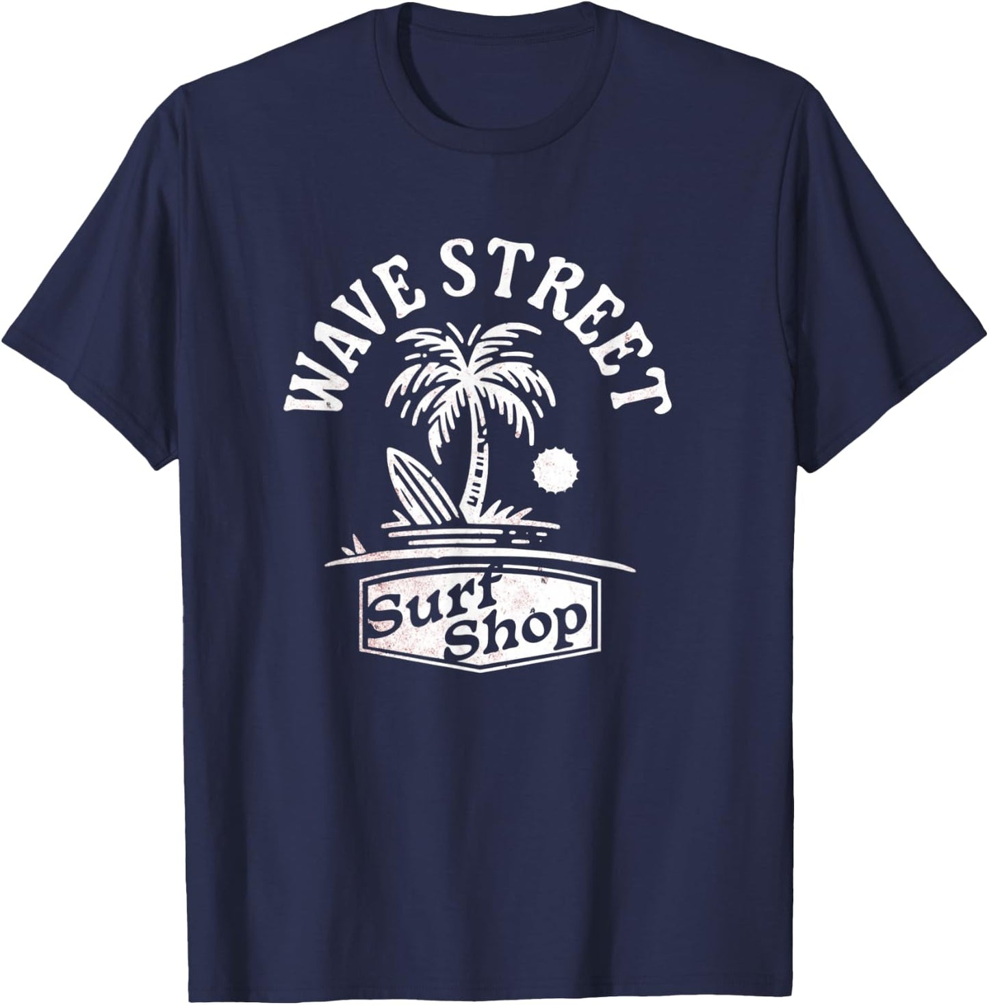 Wave Street Surf Vintage Retro Beach Bum Summertime Graphic Women Kids T-Shirt - T-Shirt | Navy