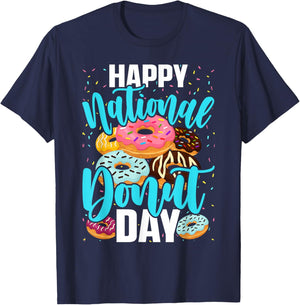 Happy National Donut Day , Donut Lovers Funny T-Shirt - T-Shirt | Navy
