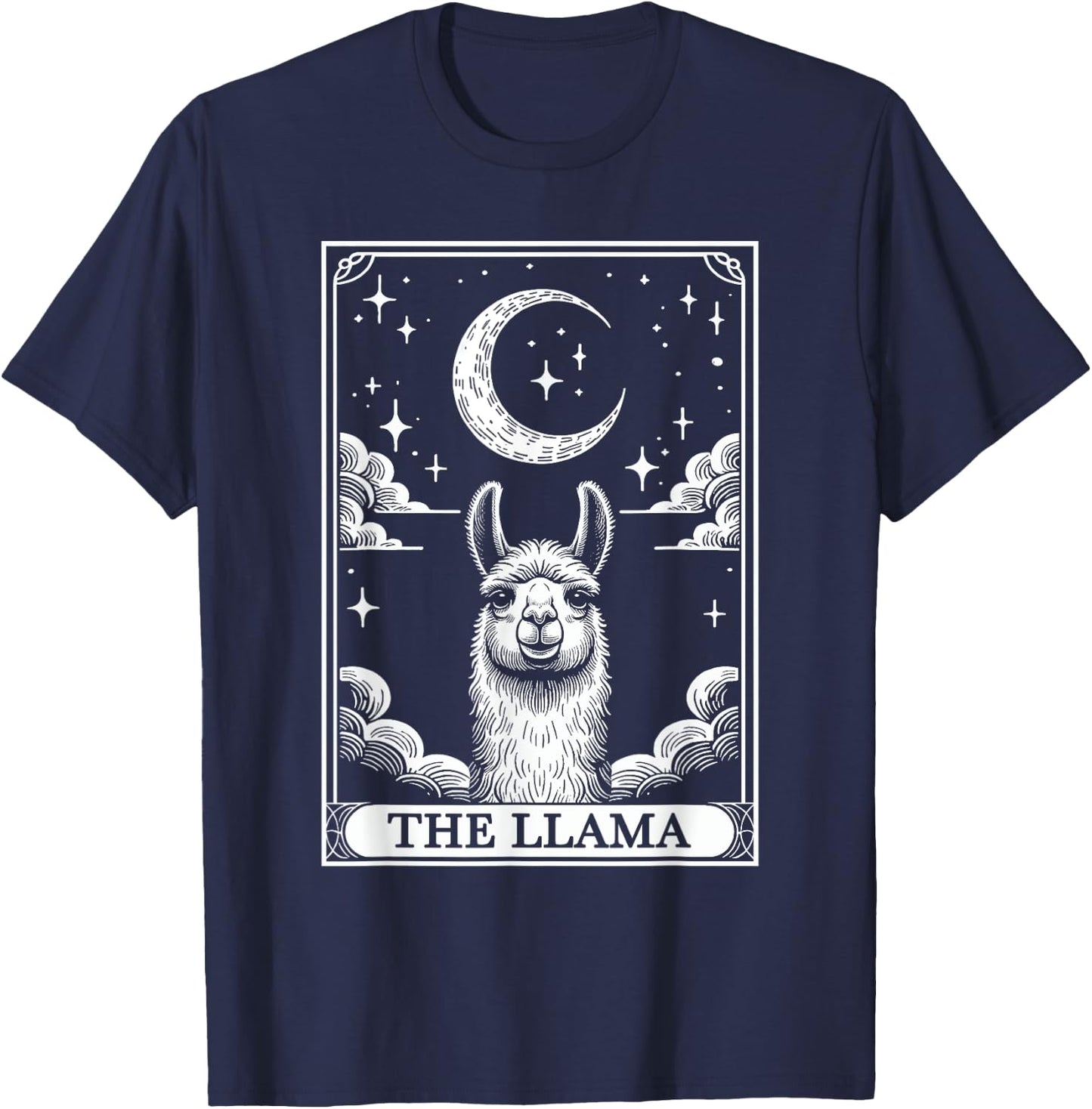 Tarot Card Vintage Crescent Moon Llama Animal Lovers T-Shirt - T-Shirt | Navy