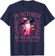 In October We Wear Pink Ghost Witch Breast Cancer Awareness T-Shirt - T-Shirt | Navy