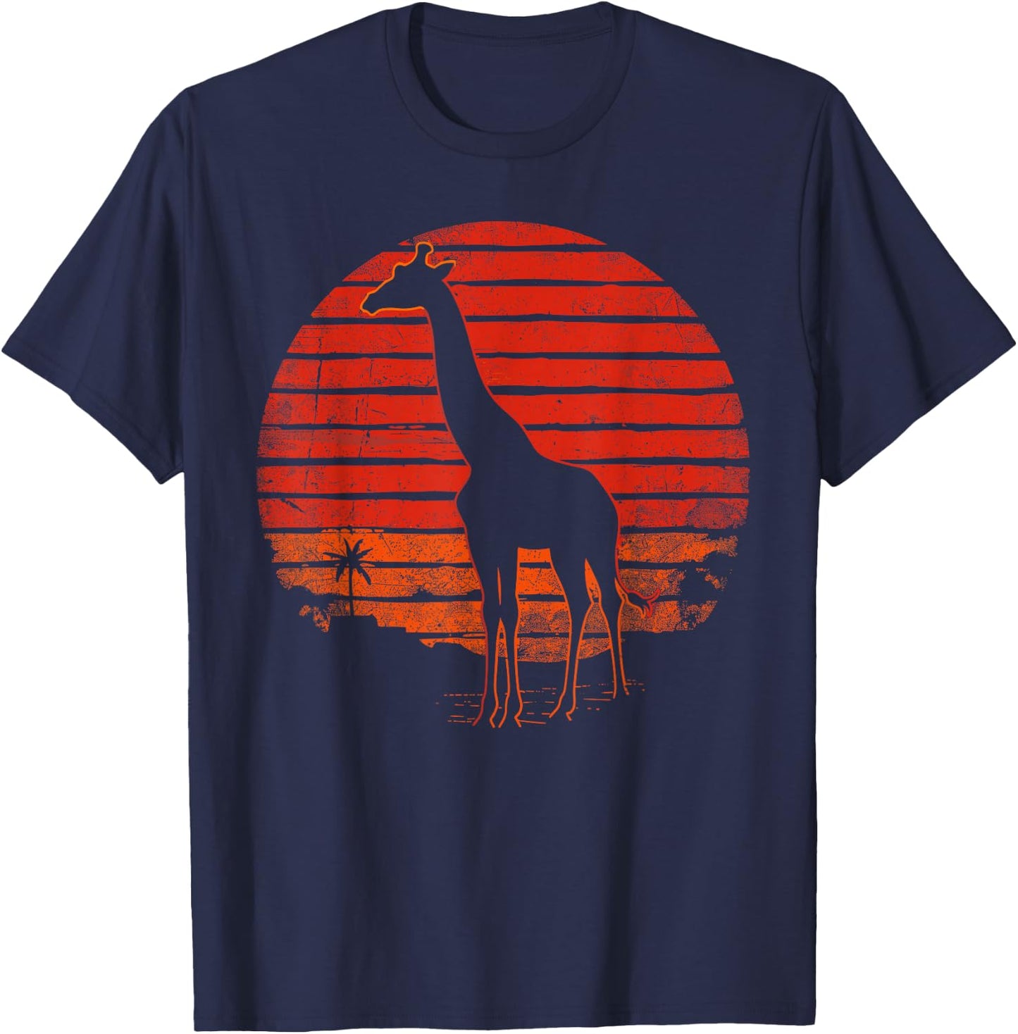 Vintage Giraffe 80s Funny Giraffe Lover Wild Animals Lover T-Shirt - T-Shirt | Navy