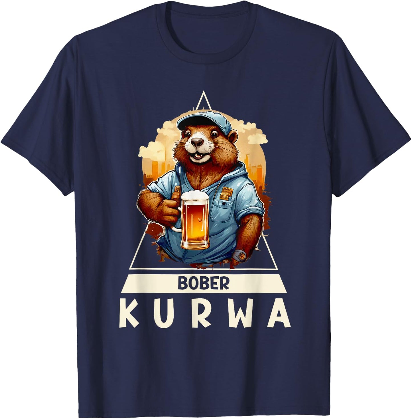 Groovy Beer Bober Bóbr Kurwa Polish Bober Kurwa Bobr T-Shirt - T-Shirt | Navy