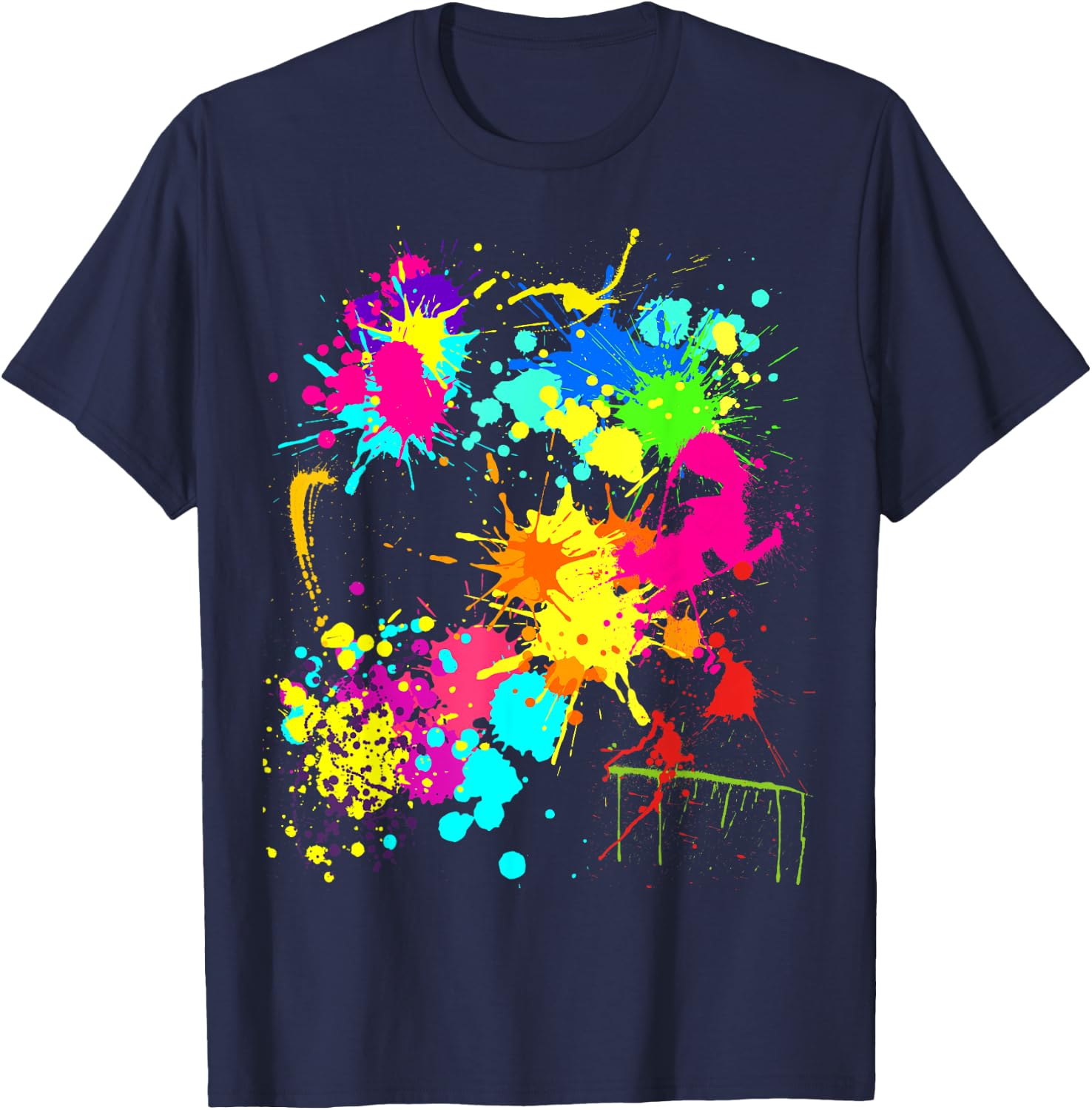 Color Splatter Colorful Paint Party Funny Team T-Shirt - T-Shirt | Navy