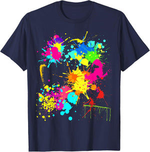 Color Splatter Colorful Paint Party Funny Team T-Shirt - T-Shirt | Navy