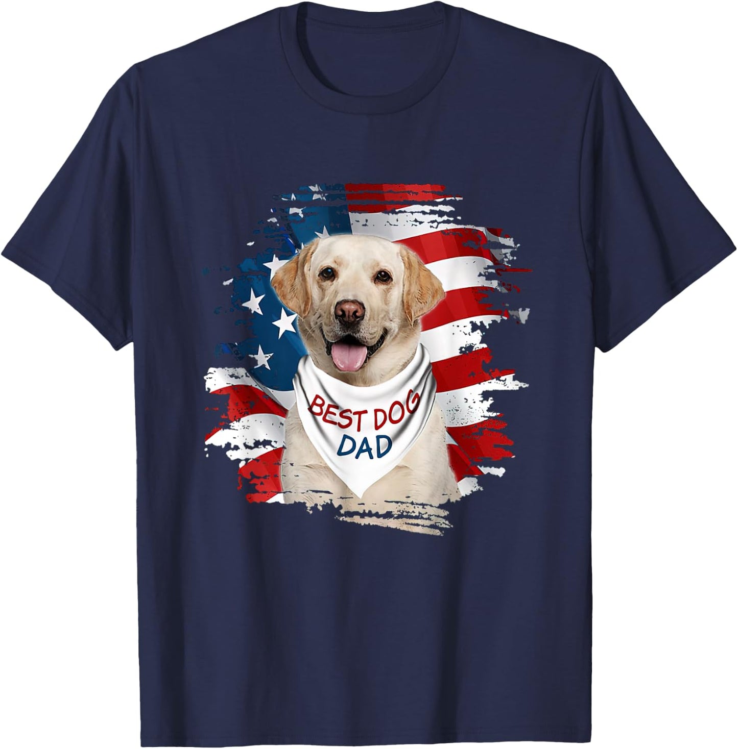Best Labrador Dad Ever American Flag Dog Father's Day Women T-Shirt - T-Shirt | Navy