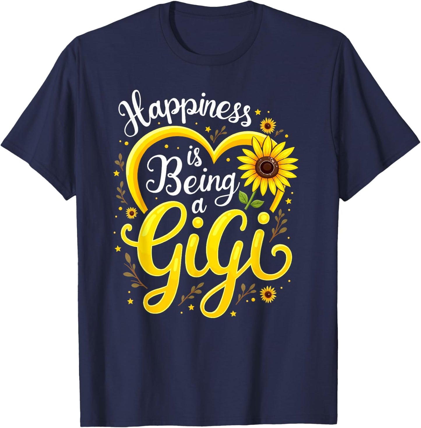 Happiness Is Being A Gigi Sunflower Grandma T-Shirt - T-Shirt | Navy