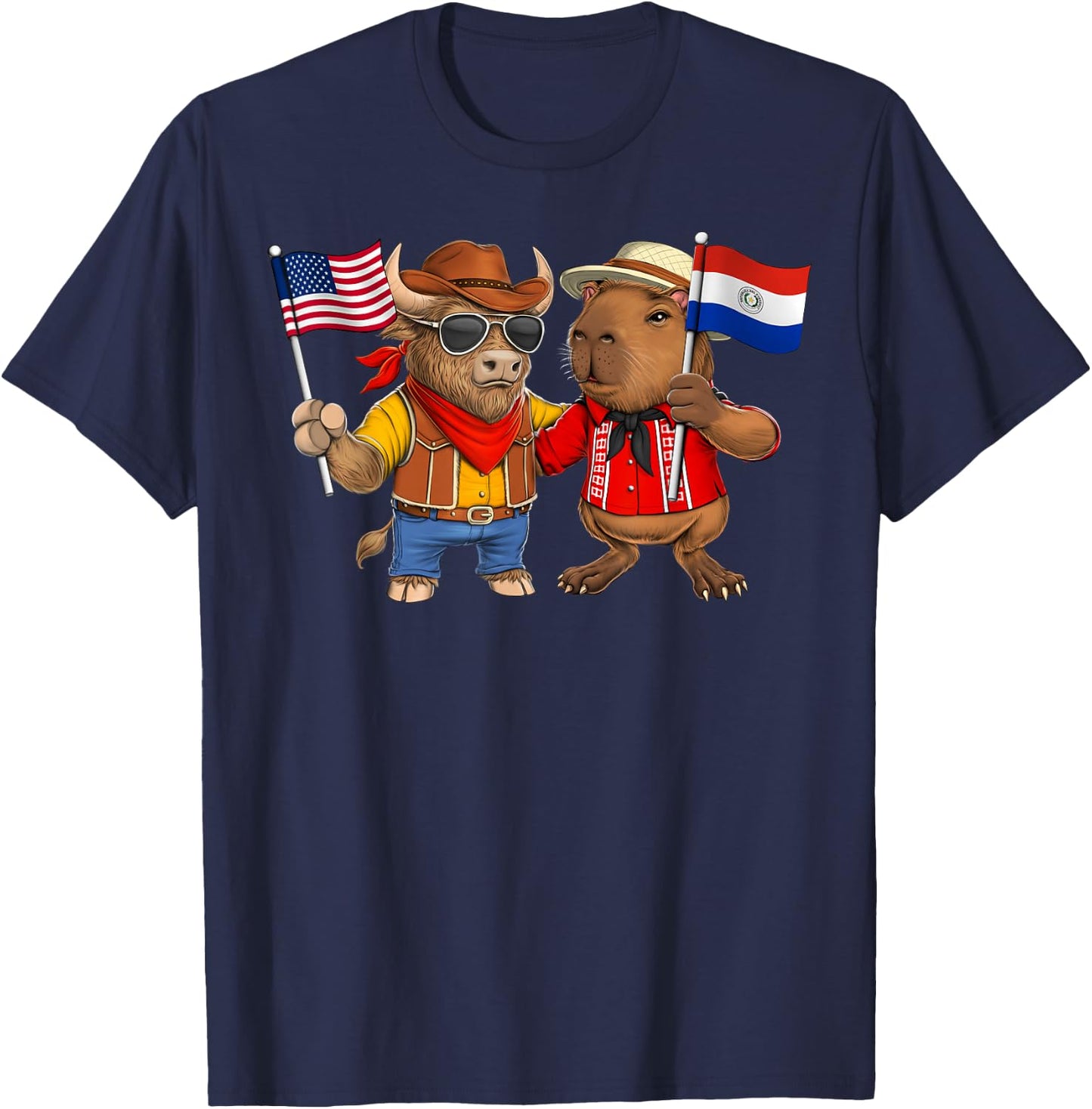 USA Paraguay Flag Proud Paraguayan American Roots T-Shirt - T-Shirt | Navy