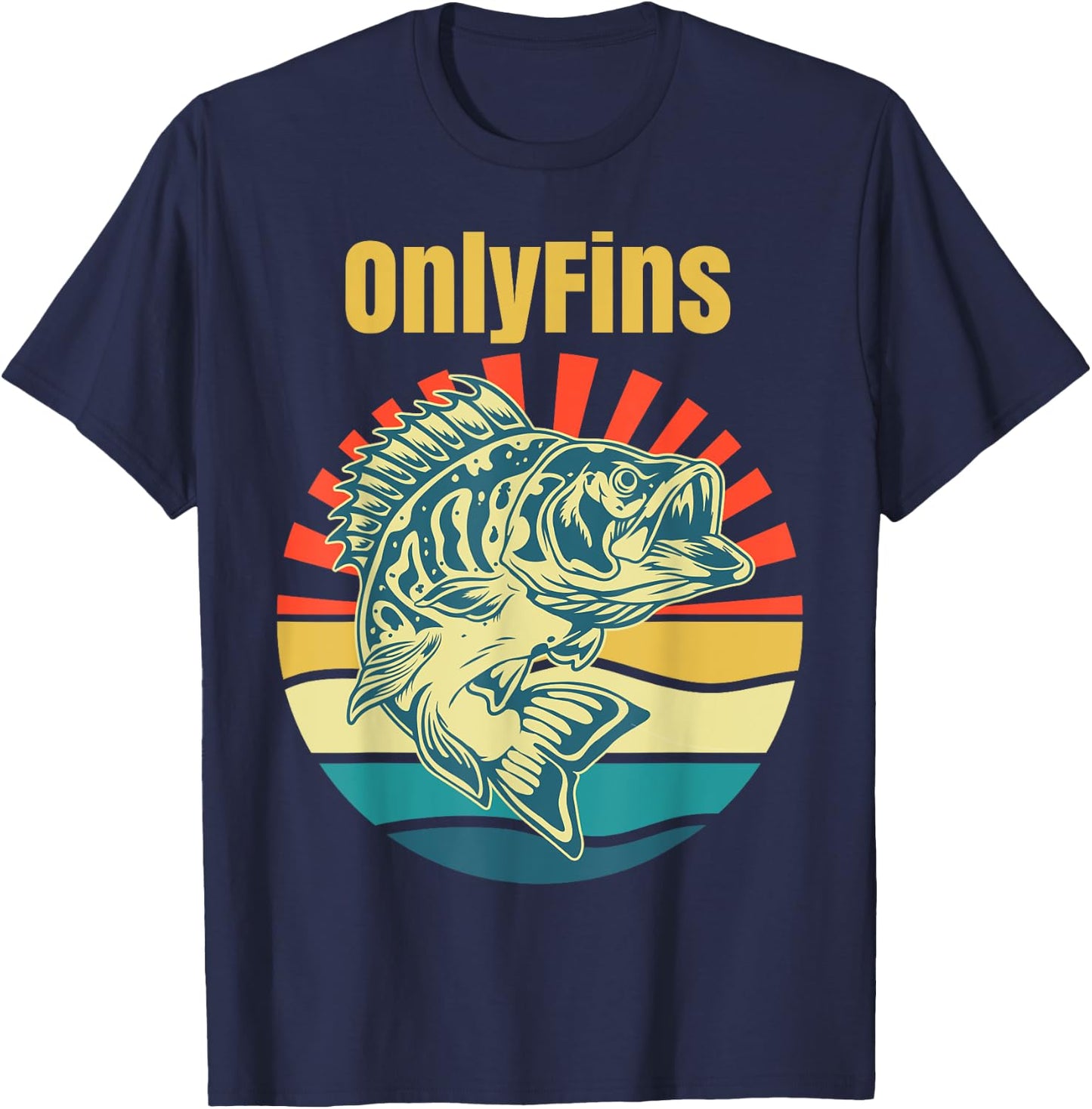 OnlyFins Funny Bass T-Shirt - T-Shirt | Navy