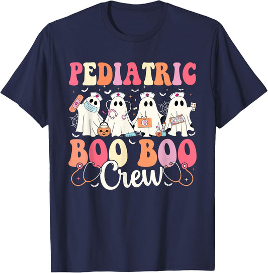 Pediatric Nurse Boo Boo Crew Ghost Nurse Halloween Costume T-Shirt - T-Shirt | Navy