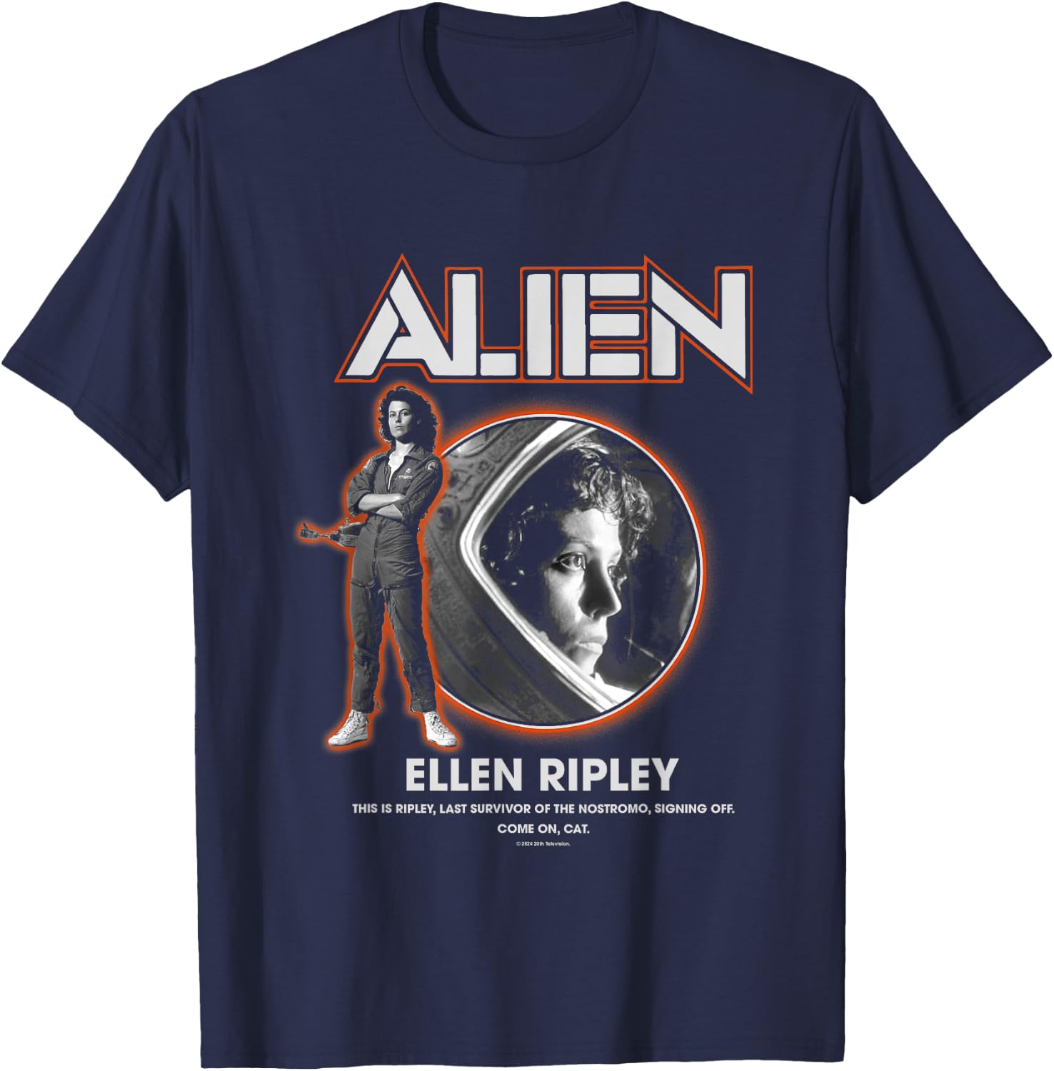 Aliens Iconic Ellen Ripley Last Survivor Retro Big Portrait T-Shirt - T-Shirt | Navy