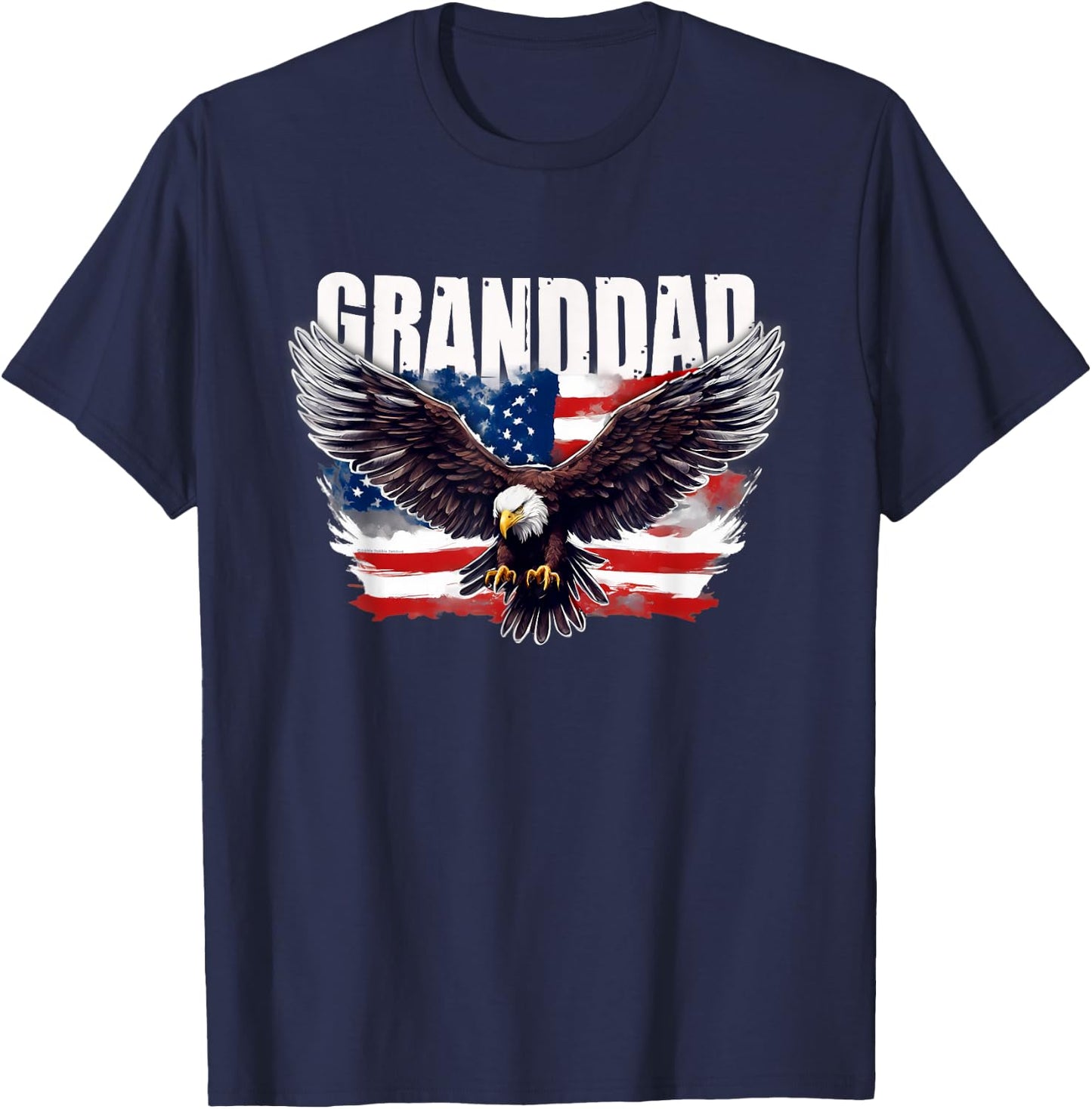 Patriotic Granddad USA Flag with Eagle 4th of July Granddad T-Shirt - T-Shirt | Navy