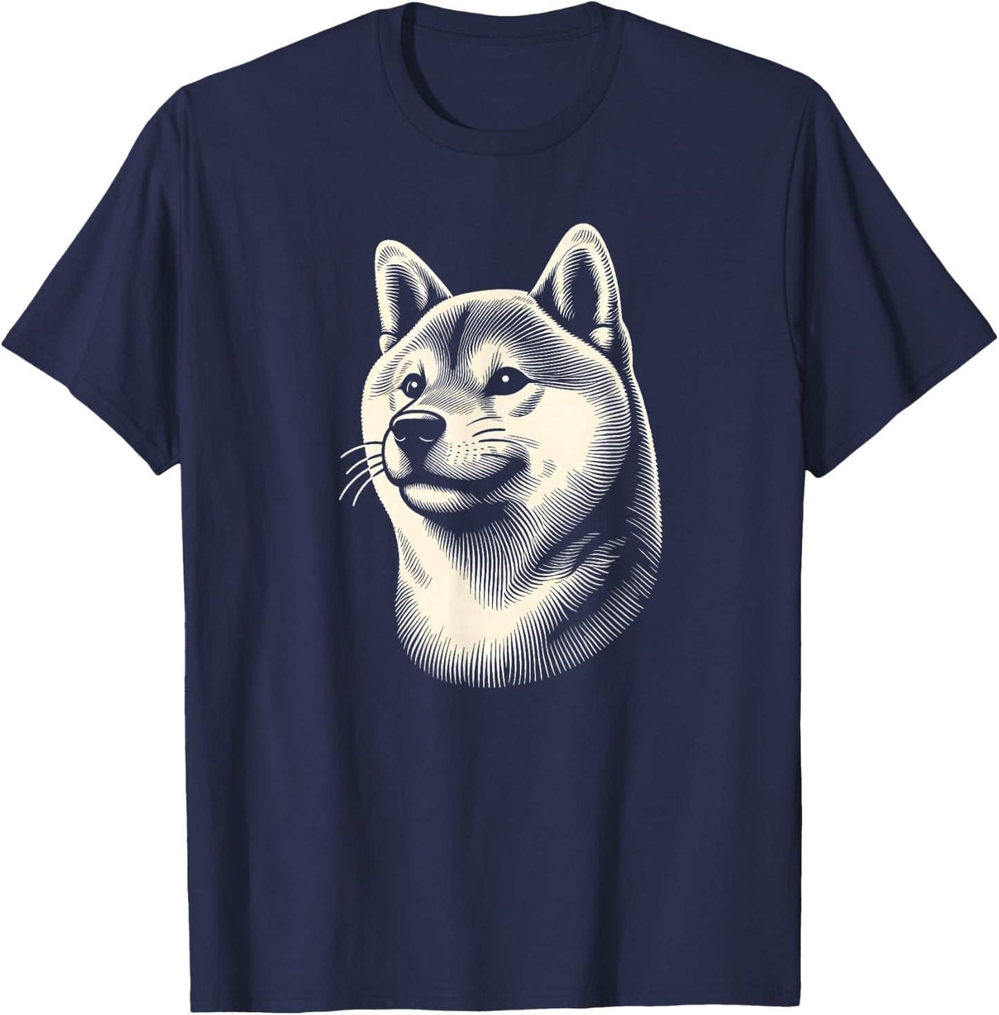Shiba Inu Dog Face Art Design And Men T-Shirt - T-Shirt | Navy