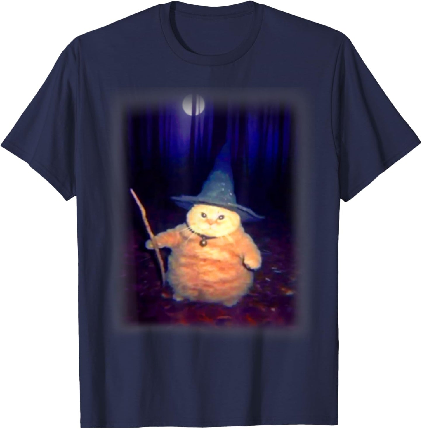 Wizard Cat Weird Funny Halloween Cat Meme Men Women Kids T-Shirt - T-Shirt | Navy