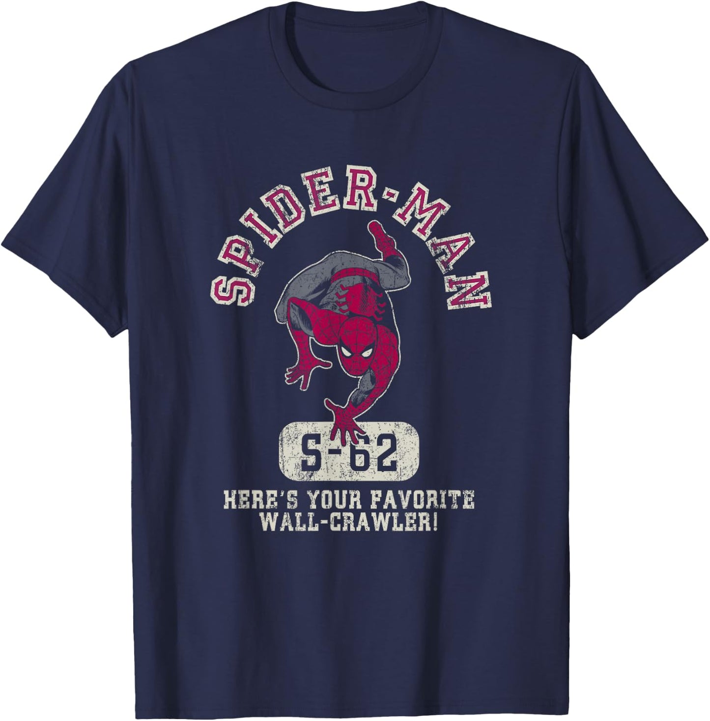 Marvel Spider-Man Your Favorite Wall-Crawler Distressed Logo T-Shirt - T-Shirt | Navy