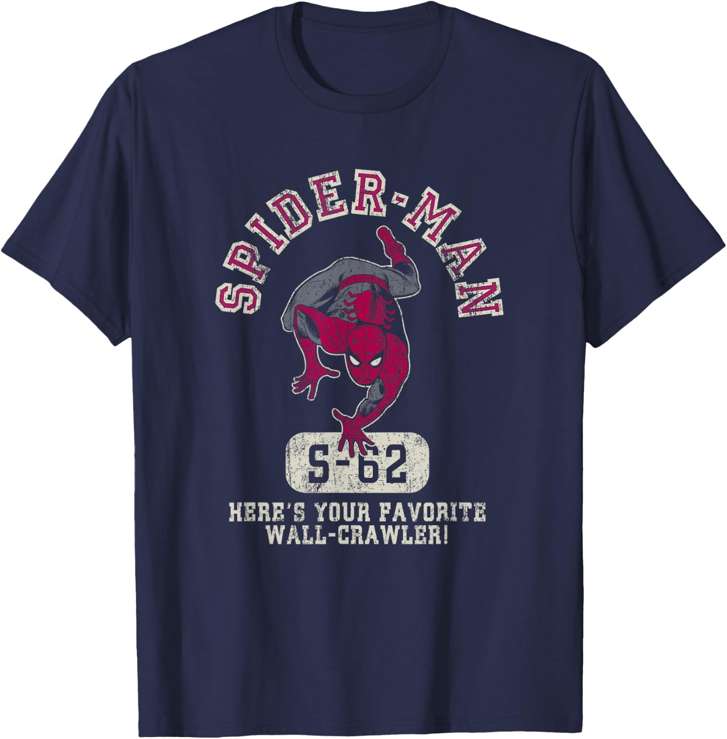 Marvel Spider-Man Your Favorite Wall-Crawler Distressed Logo T-Shirt - T-Shirt | Navy