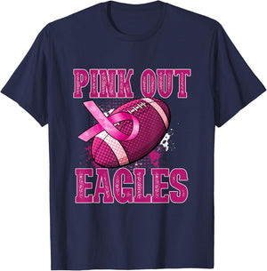 Eagles Pink Out Football Tackle Breast Cancer T-Shirt - T-Shirt | Navy