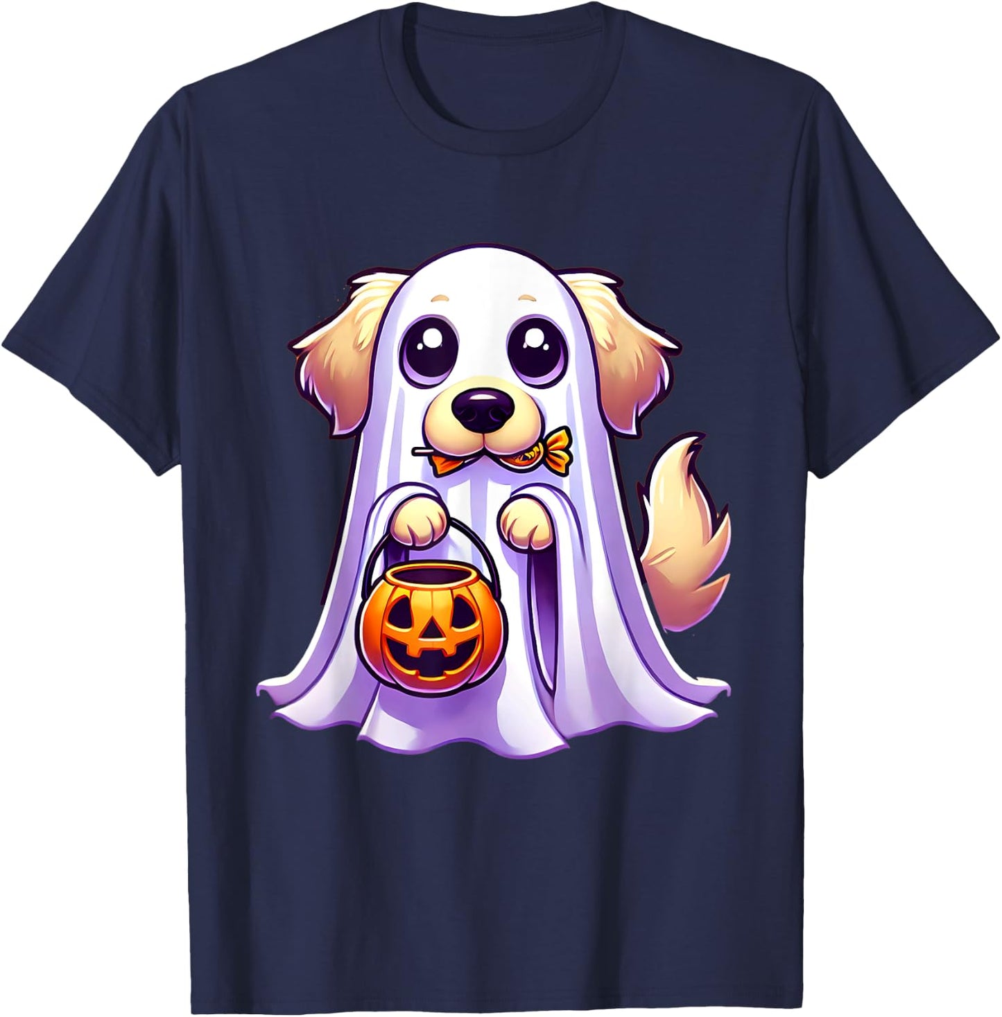 Golden Retriever Ghost Halloween Dog Men Women Kids T-Shirt - T-Shirt | Navy