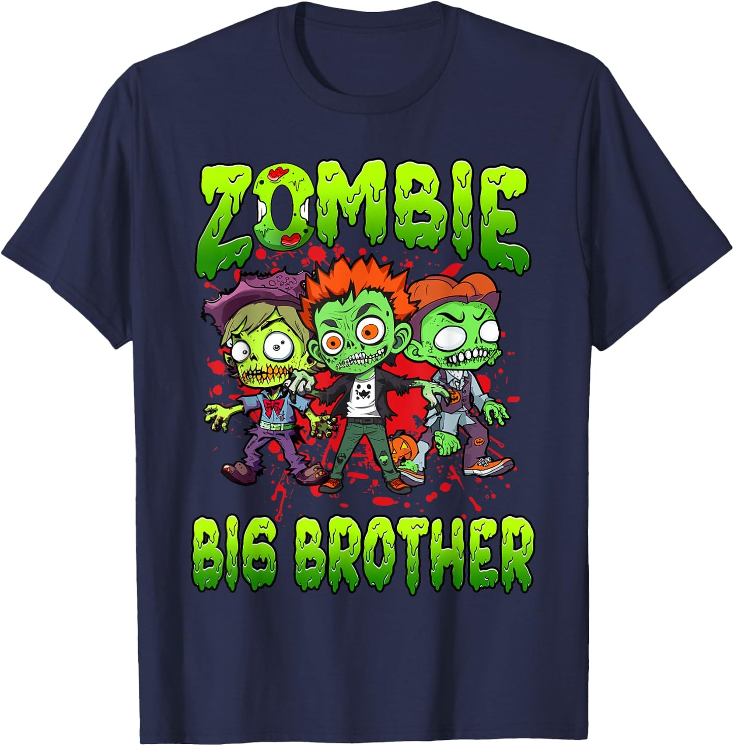 Zombie Big Brother Halloween Costume Family Matching T-Shirt - T-Shirt | Navy