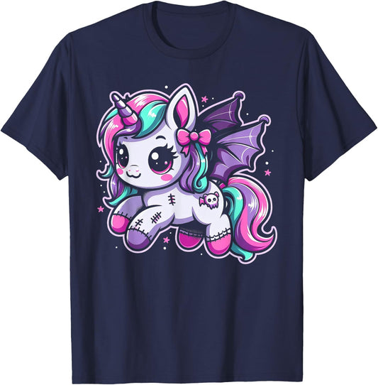 Pastel Goth Unicorn Kawaii Creepy Cute Aesthetic Art T-Shirt - T-Shirt | Navy