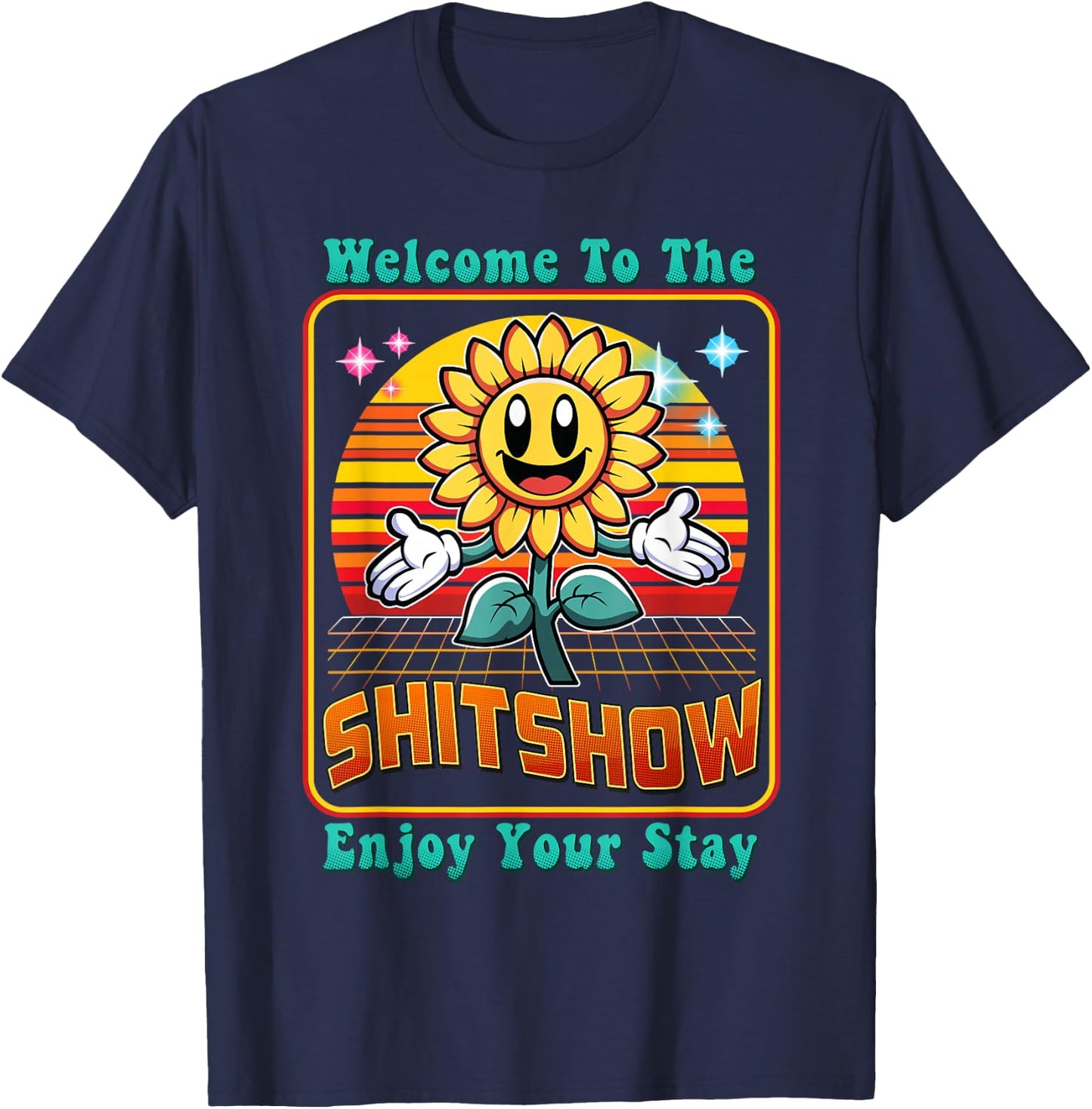 Welcome To The Shit Show Retro 60s 70s Leadership Supervisor T-Shirt - T-Shirt | Navy