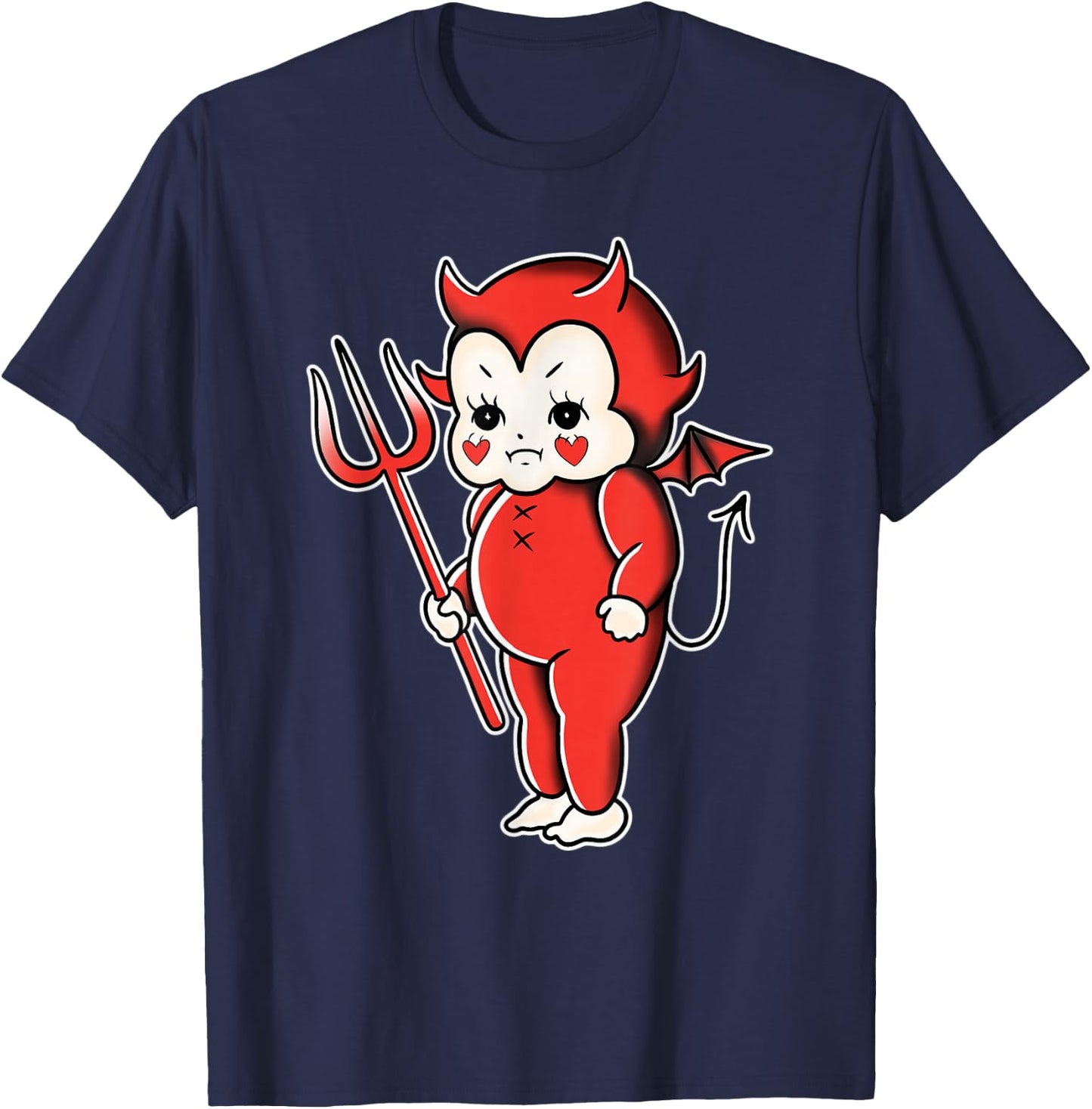Kewpie Baby Devil Traditional Flash T-Shirt - T-Shirt | Navy