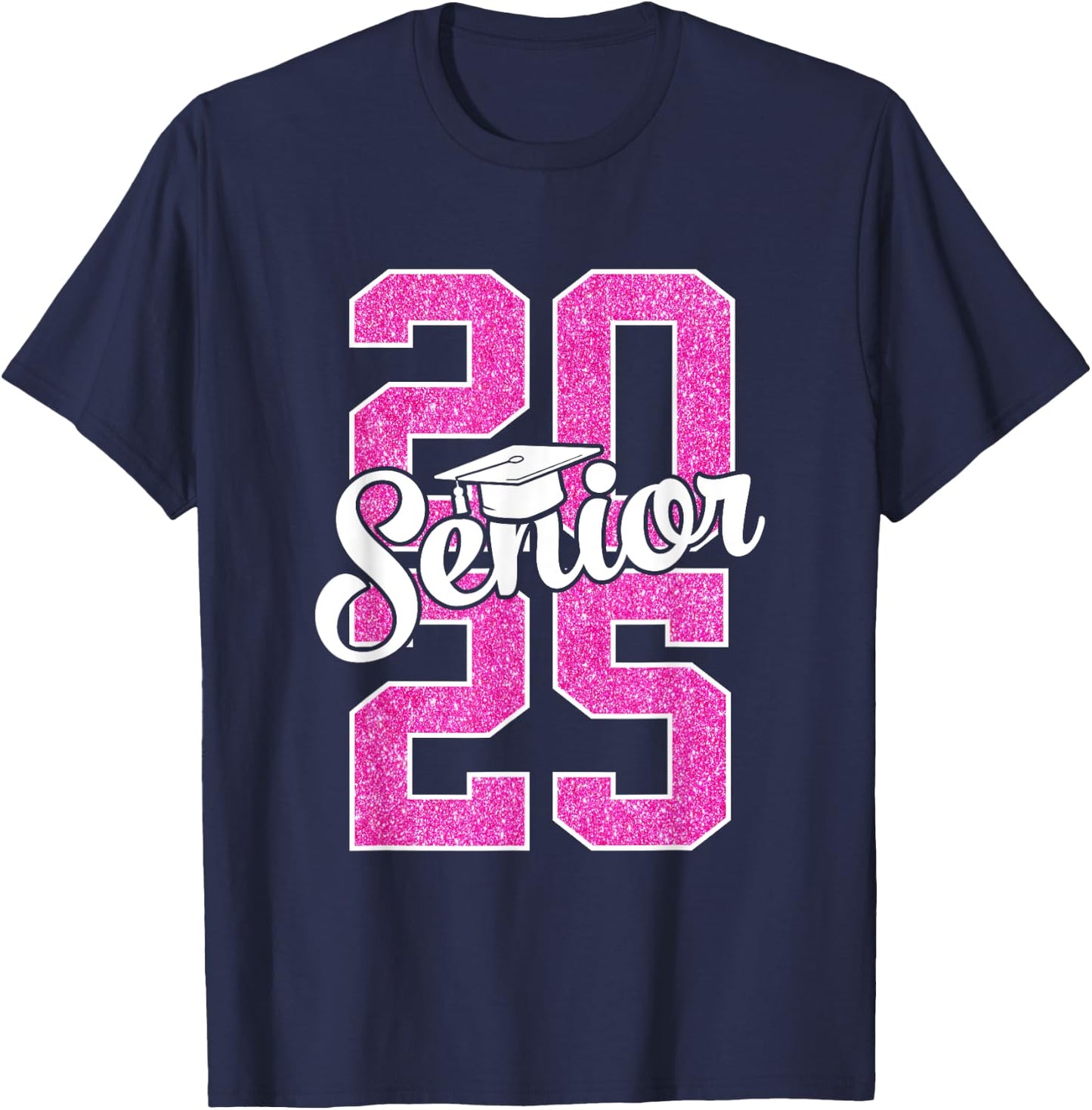 2025 Senior 25 senior girls women pink T-Shirt - T-Shirt | Navy