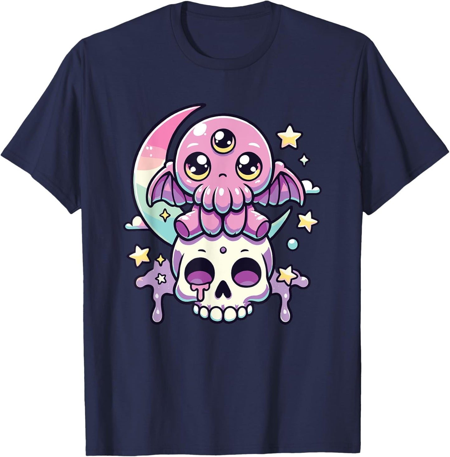 Kawaii Gothic Cthulhu Pastel Colors Gothic Goth Cthulhu T-Shirt - T-Shirt | Navy