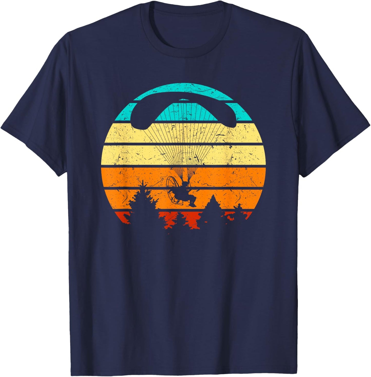 Retro Paramotor Pilot Sunset Vintage Paramotor T-Shirt - T-Shirt | Navy
