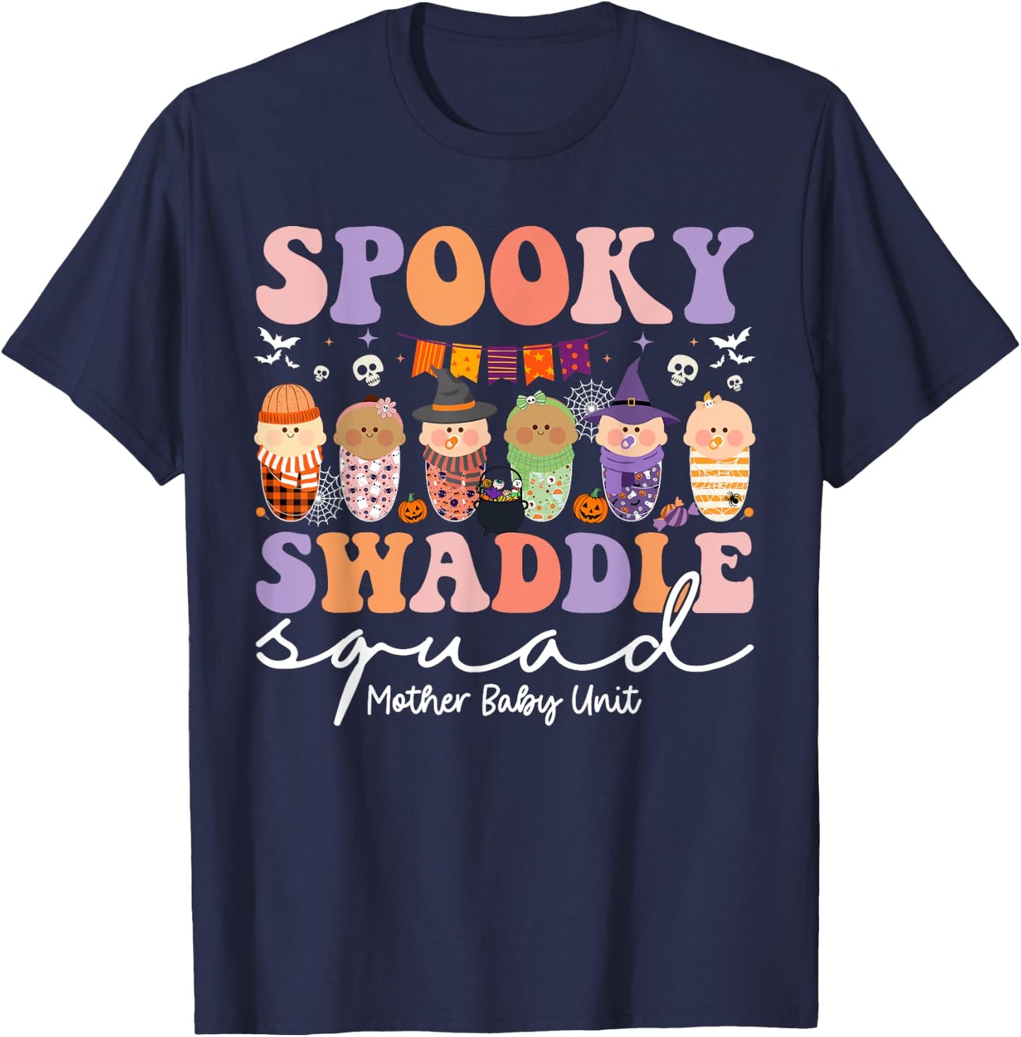 Spooky Swaddle Squad Mother Baby Unit Halloween T-Shirt - T-Shirt | Navy
