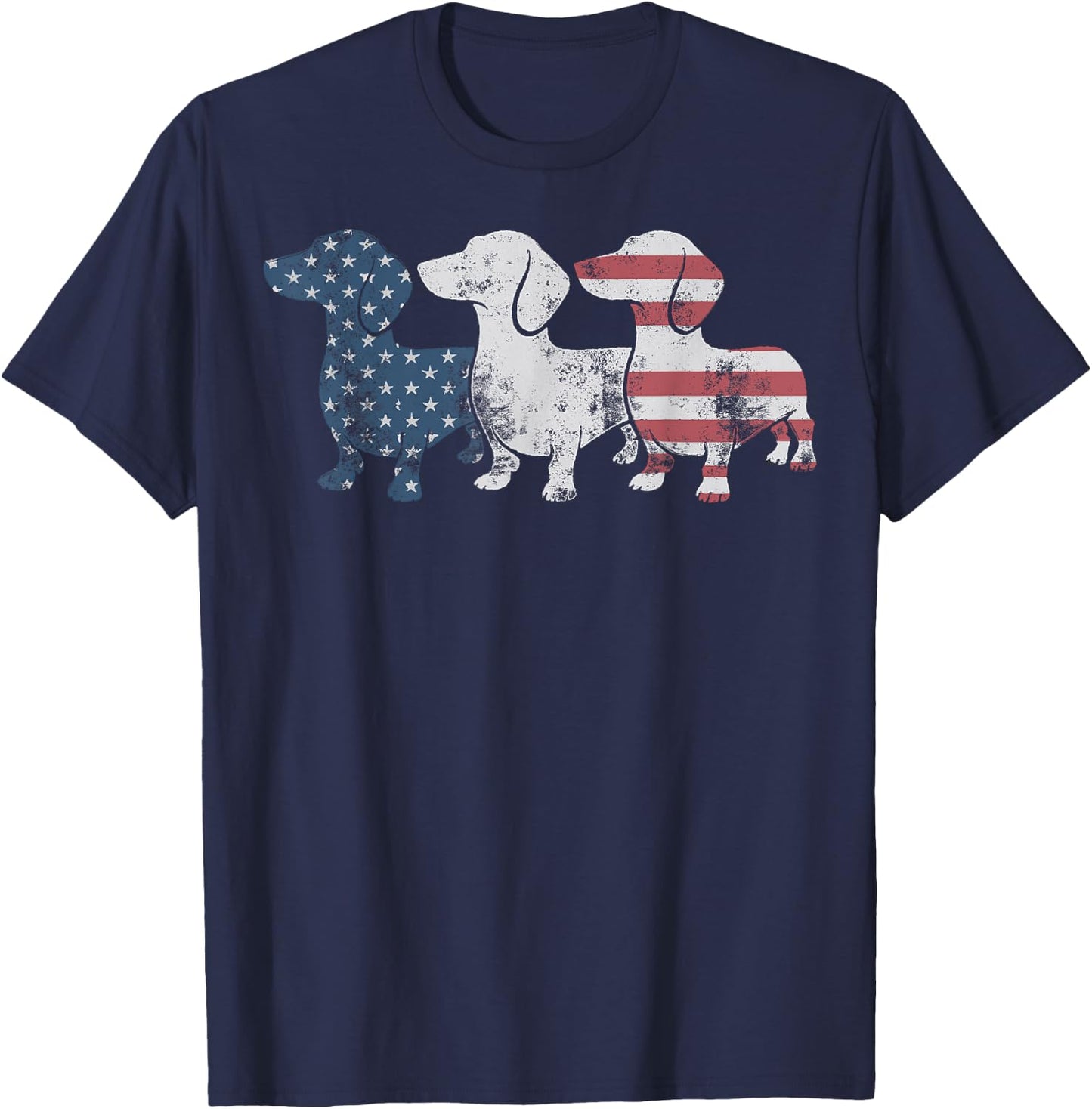Patriotic Dachshund Dog USA Flag Sunglasses 4th of July T-Shirt - T-Shirt | Navy