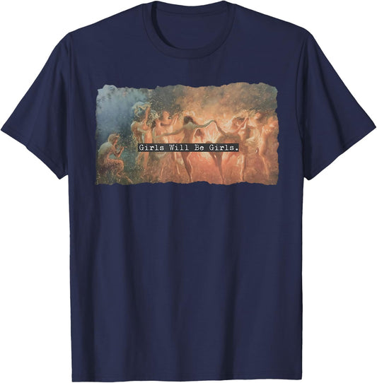 Girl Will Be Girls Spooky Season Witches Witch Halloween T-Shirt - T-Shirt | Navy