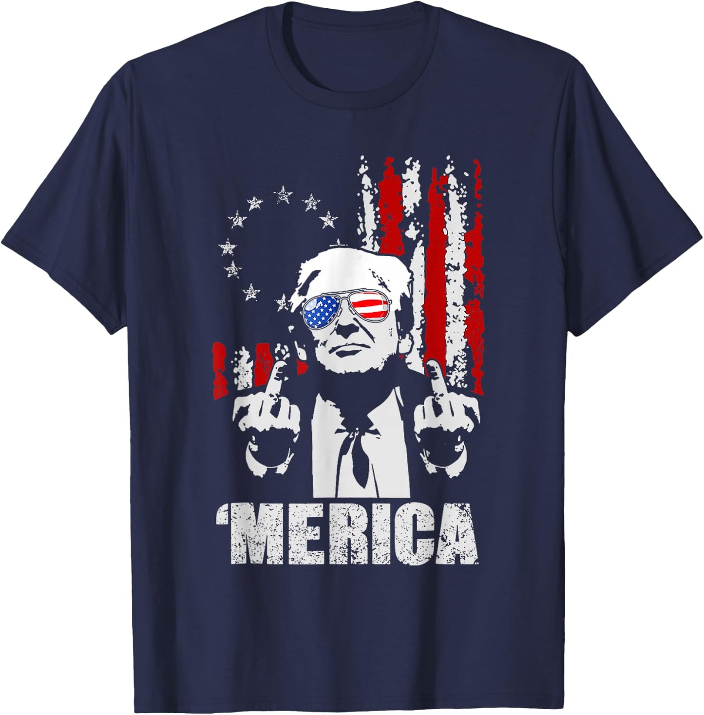 Funny Trump Arrest This Donald Trump Middle Finger President T-Shirt - T-Shirt | Navy