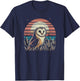 Retro Sunset Barn Owl Graphic Art Design And Men T-Shirt - T-Shirt | Navy
