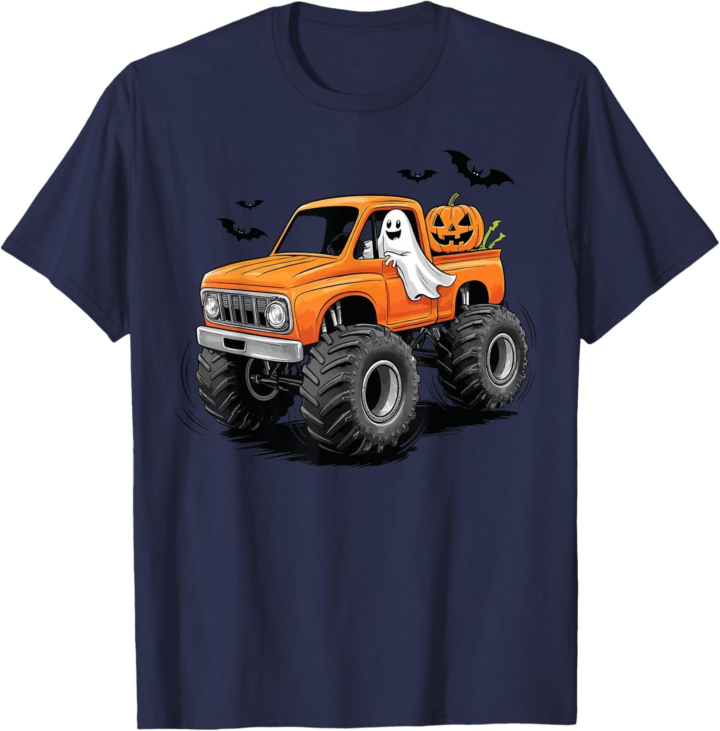 Monster Truck Pumpkin Halloween pumpkin smasher T-Shirt - T-Shirt | Navy