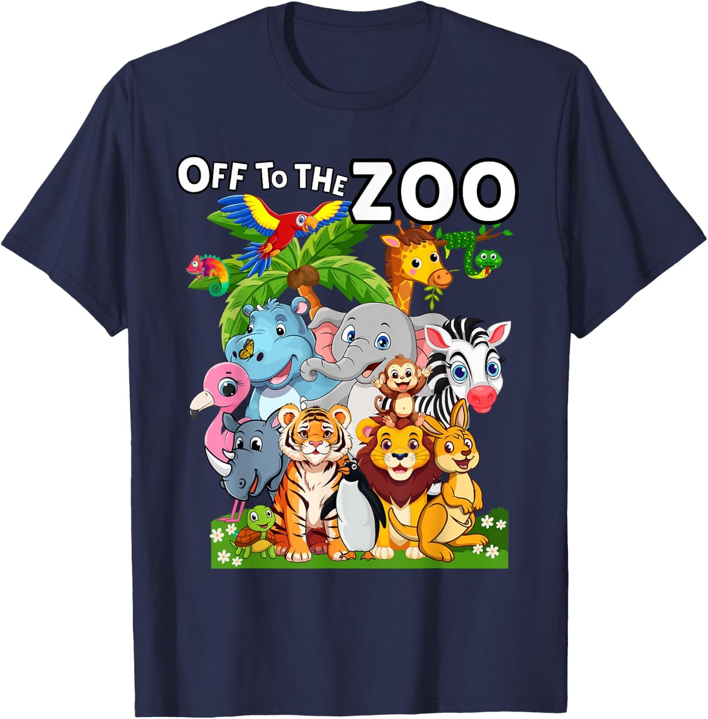 15 Animals Wildlife Birthday Party Safari Off To The Zoo T-Shirt - T-Shirt | Navy