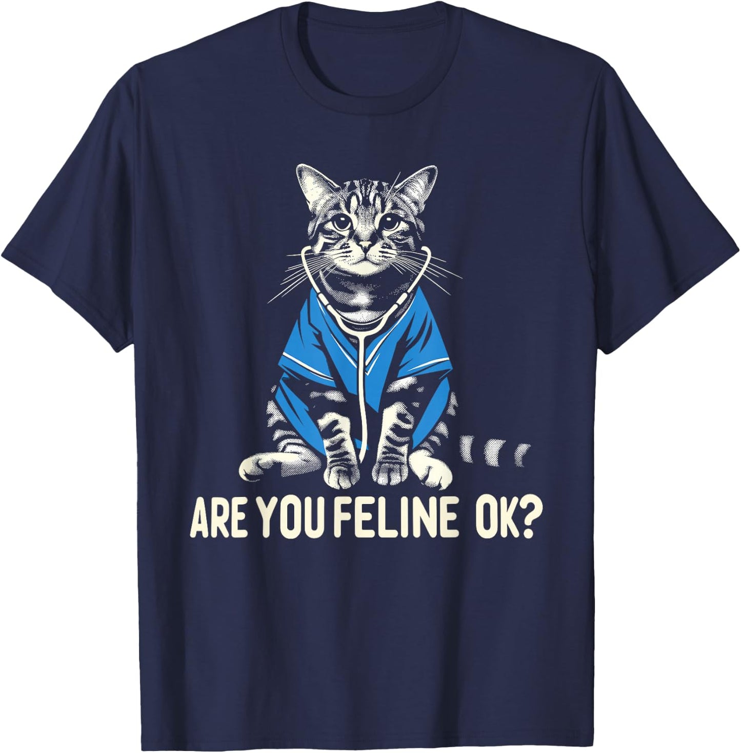 Retro Cat Nurse Gifts Nurse Week Gifts Men Women Funny Nurse T-Shirt - T-Shirt | Navy