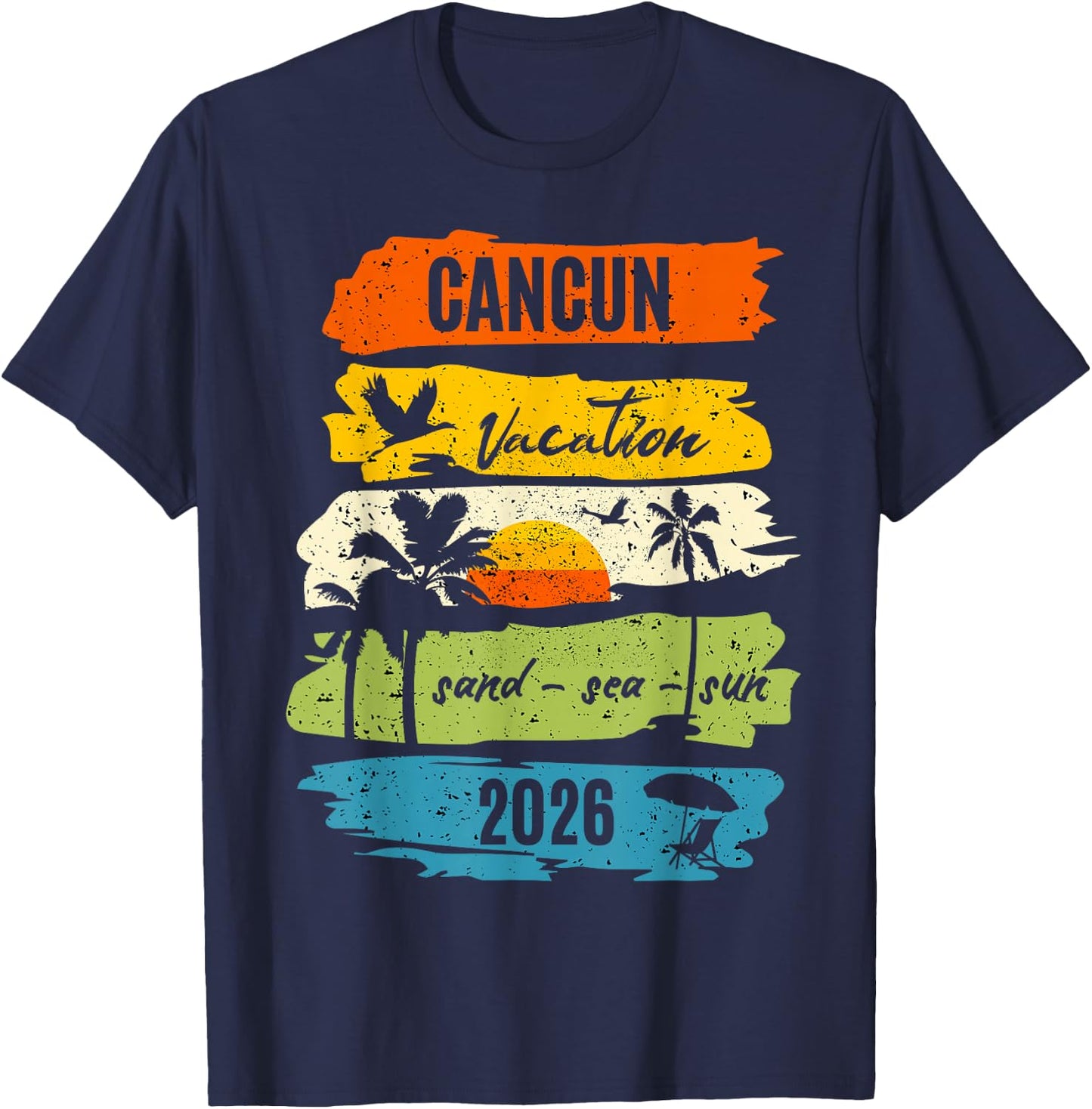 Family Vacation Cancun Mexico 2026 Retro Matching Group T-Shirt - T-Shirt | Navy