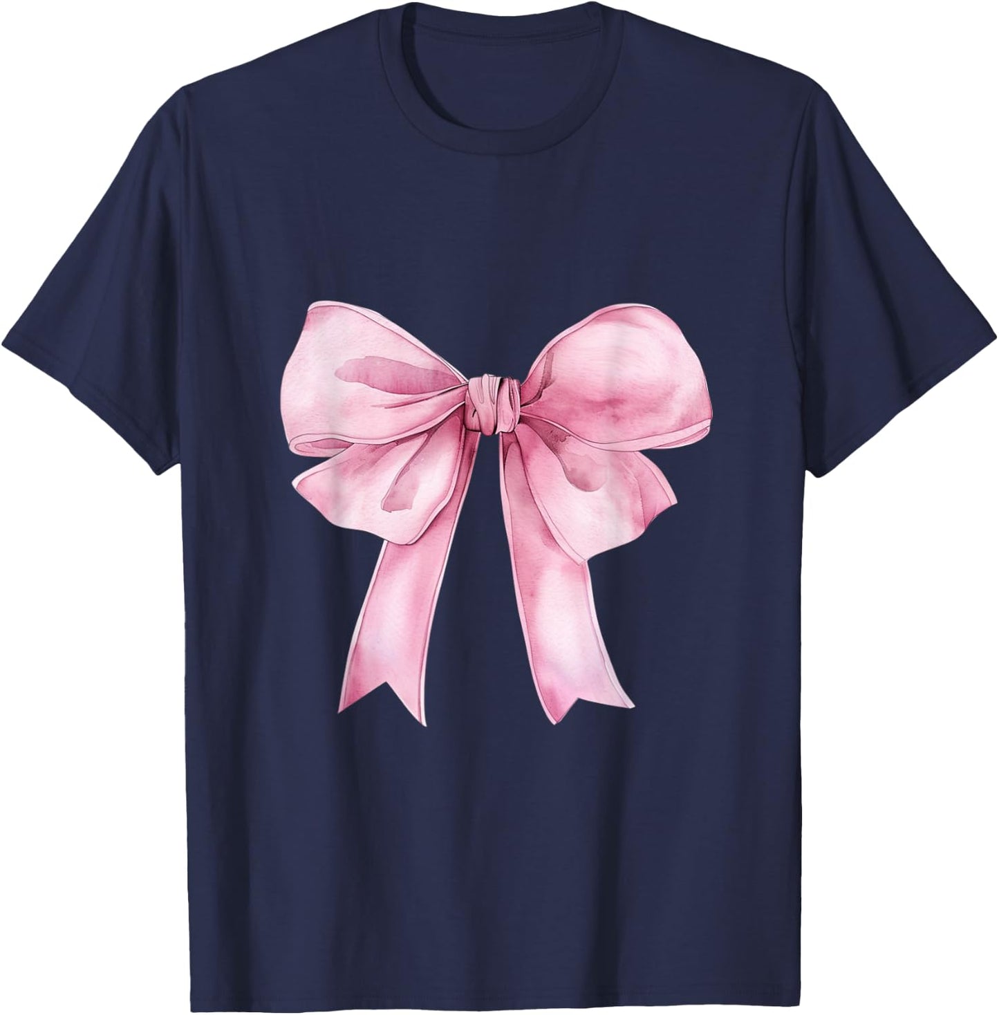 Coquette Pink Bow Girls Cute Pink Coquette Bow T-Shirt - T-Shirt | Navy