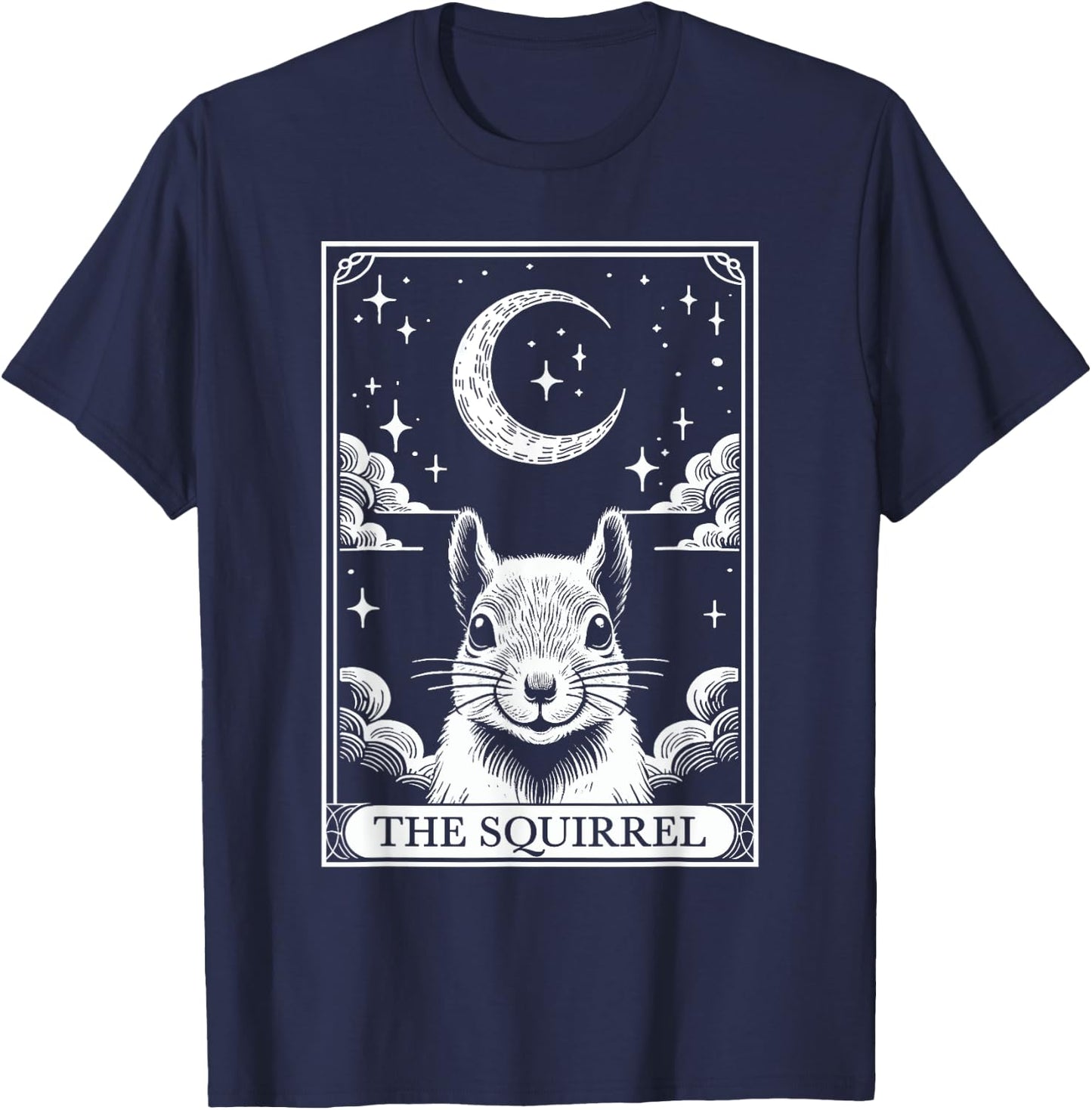 Tarot Card Vintage Crescent Moon Squirrel Animal Lovers T-Shirt - T-Shirt | Navy