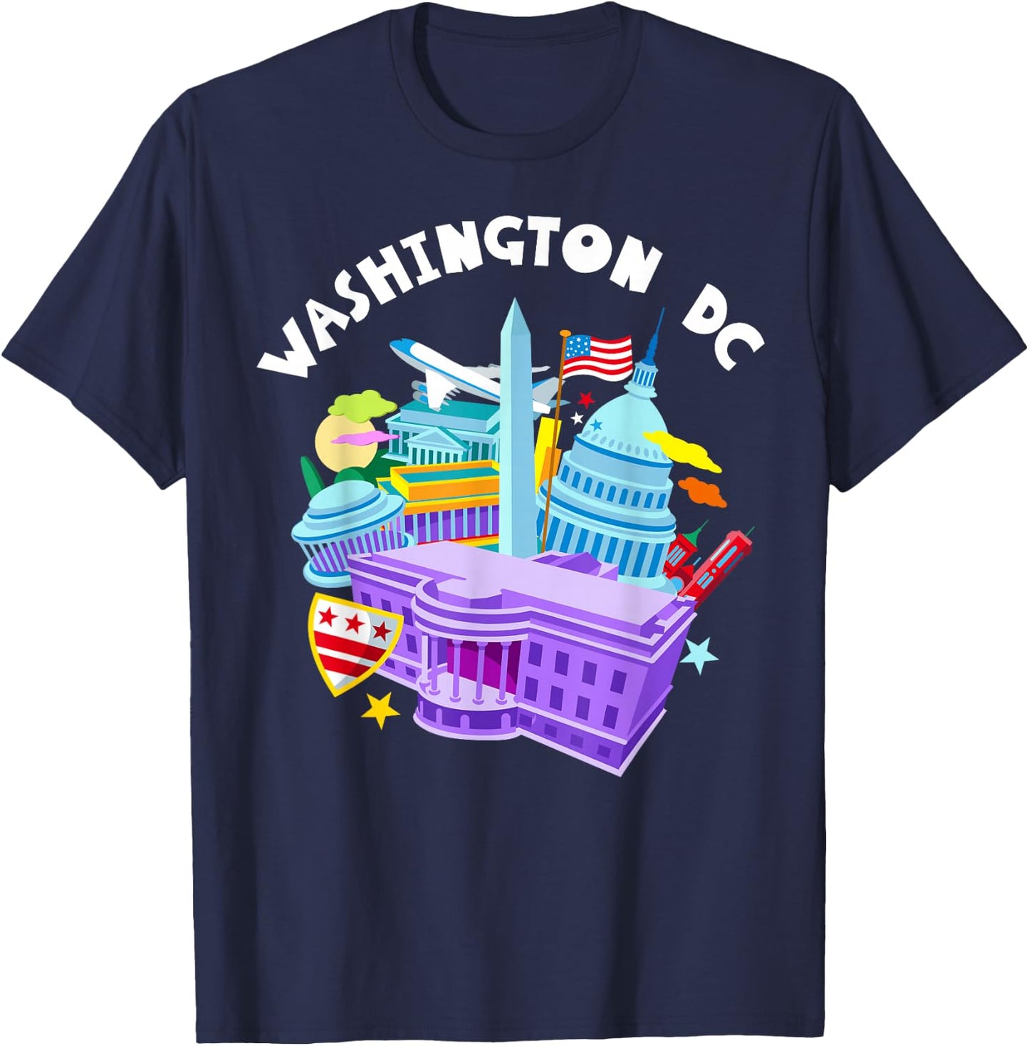 Washington D.C.Vacation Cherry Blossom White House Capitol T-Shirt - T-Shirt | Navy