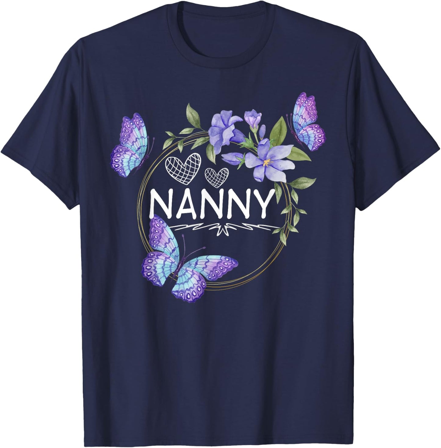 Nanny shirt with butterflies Mother's Day T-Shirt - T-Shirt | Navy